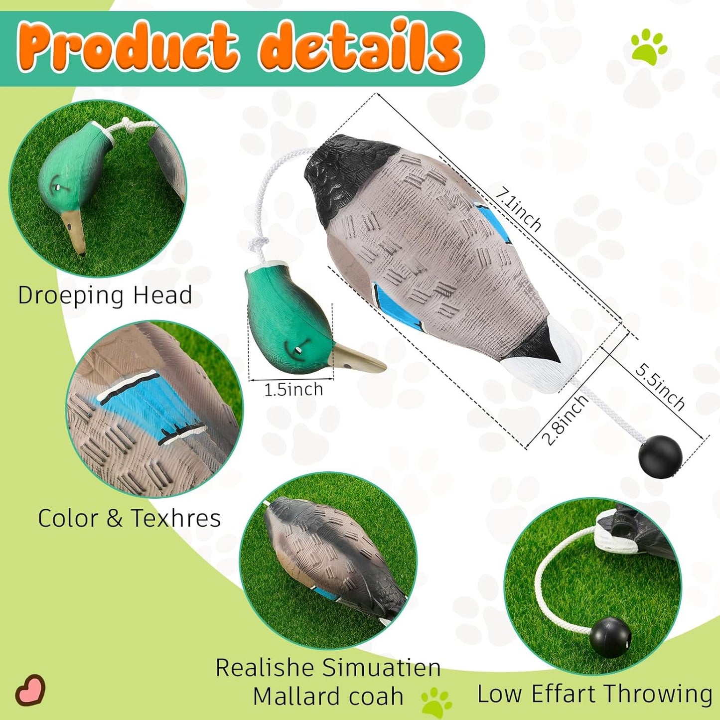 2 Pcs Canvas Dummies Duck Dummy Bumper Toys for Hunting Retriever Dog Training Dog Retriever Outdoor Training Toy Hunting Duck Recognition Trainers