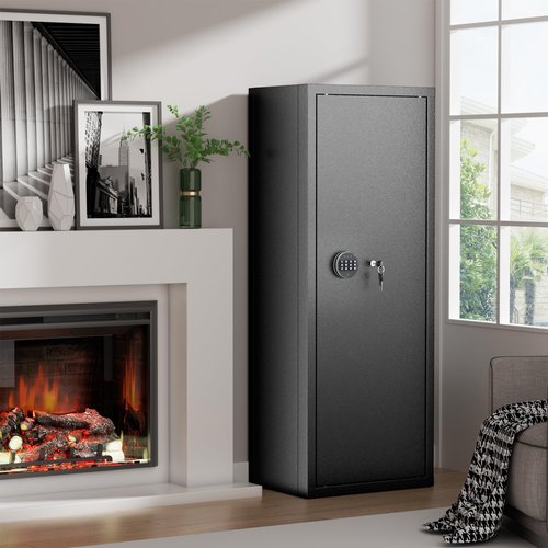 INTERGREAT 10-15 Rifle Gun Safe, Home Safes for Rifles and Pistols, Large Unassembled Rifle Safe with 3 Removable Gun Racks, Quick Access Gun Safe with Gun Racks