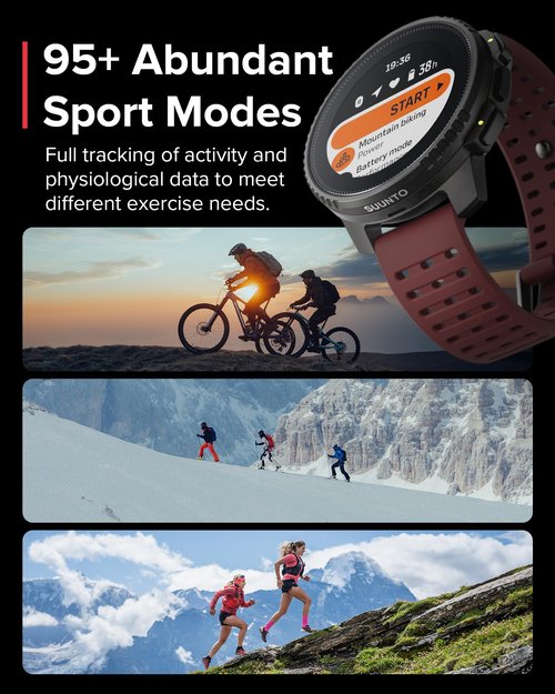 SUUNTO Vertical GPS Sports Watch, Premium Adventure Watch w/1.4 inch Touchscreen & 95+ Training Workout Analysis, Heart Rate & Sleep Tracking, 60-Day Battery Life, Dual-GNSS, Free Offline Maps, Ruby