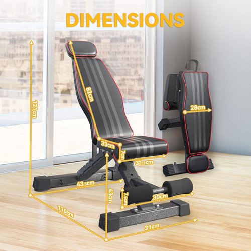 OUNUO Adjustable Weight Bench with Headrest - 660LBS Heavy-Duty Foldable Workout Bench for Home Gym, Full Body Training & Bench Press (Black-Grey)