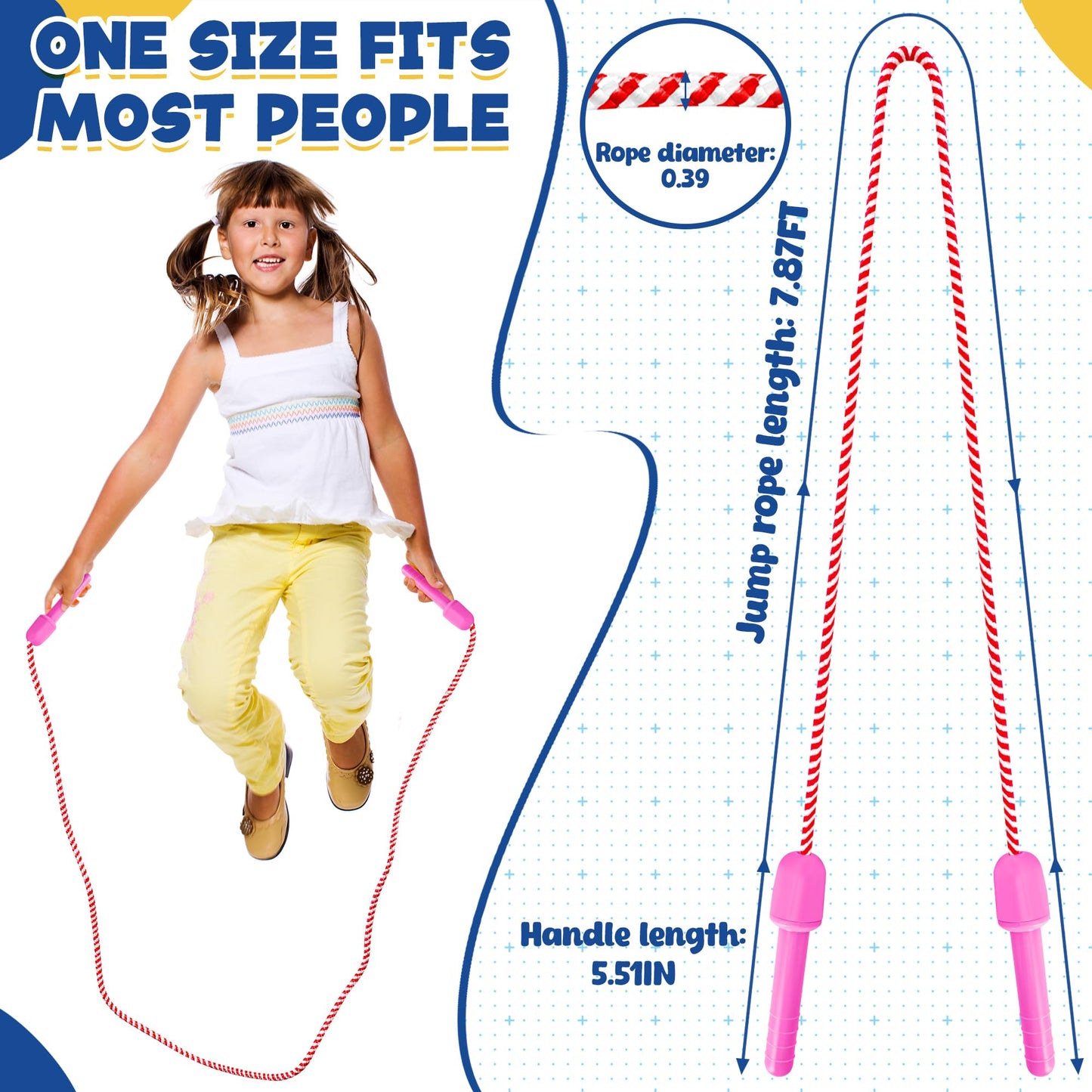 20 Pack Kids Jump Rope, Adjustable Nylon Skipping Ropes for Kids Fun Play