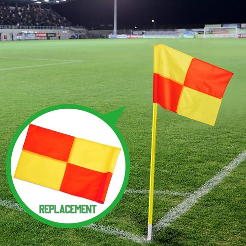 Juexica 4 Pcs Replacement Soccer Corner Flags Referee Flags Portable Big Square Playing Field Corner Banner for Soccer Football Track Volleyball Training Match Accessories (Red, Yellow)
