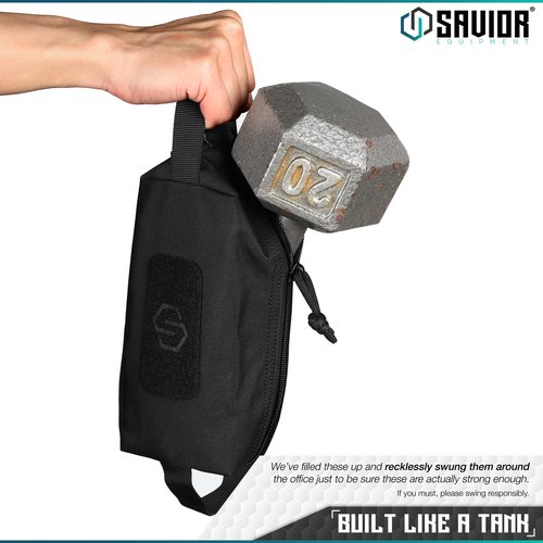 Savior Equipment Loose Sacs Mini 4-Pack Tactical Ammo Pouch Firearm Ammunition Carrier Bag, ID Patches Included, Black