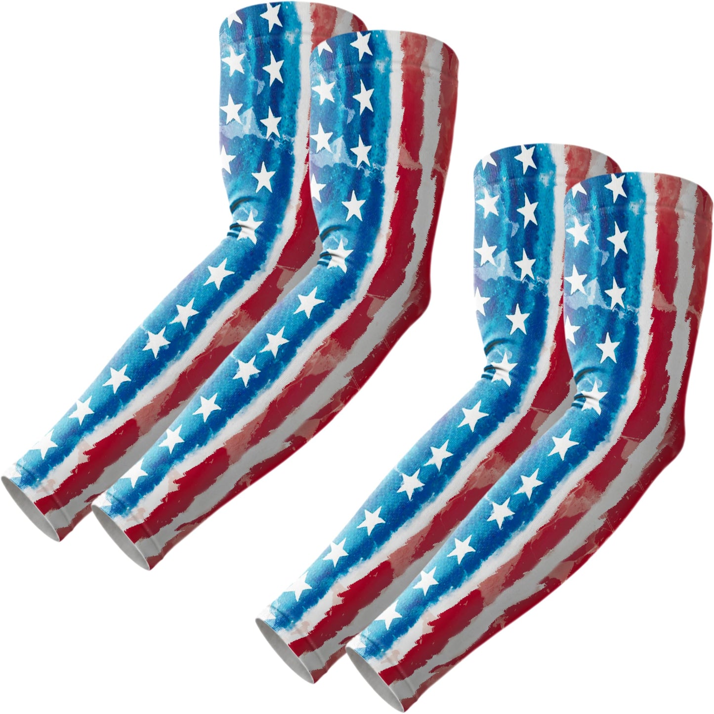 ROXUN 2 Pairs Flag Arm Sleeves Cooling UV Protection for Men Women Soccer Football Sports