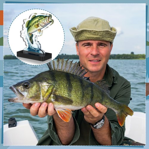 Weysat 4 Pcs Fishing Trophy Award for Ceremonies Tournaments Competitions Acrylic bass Fish Trophy Prizes Reward for Adults Fishermen Gifts