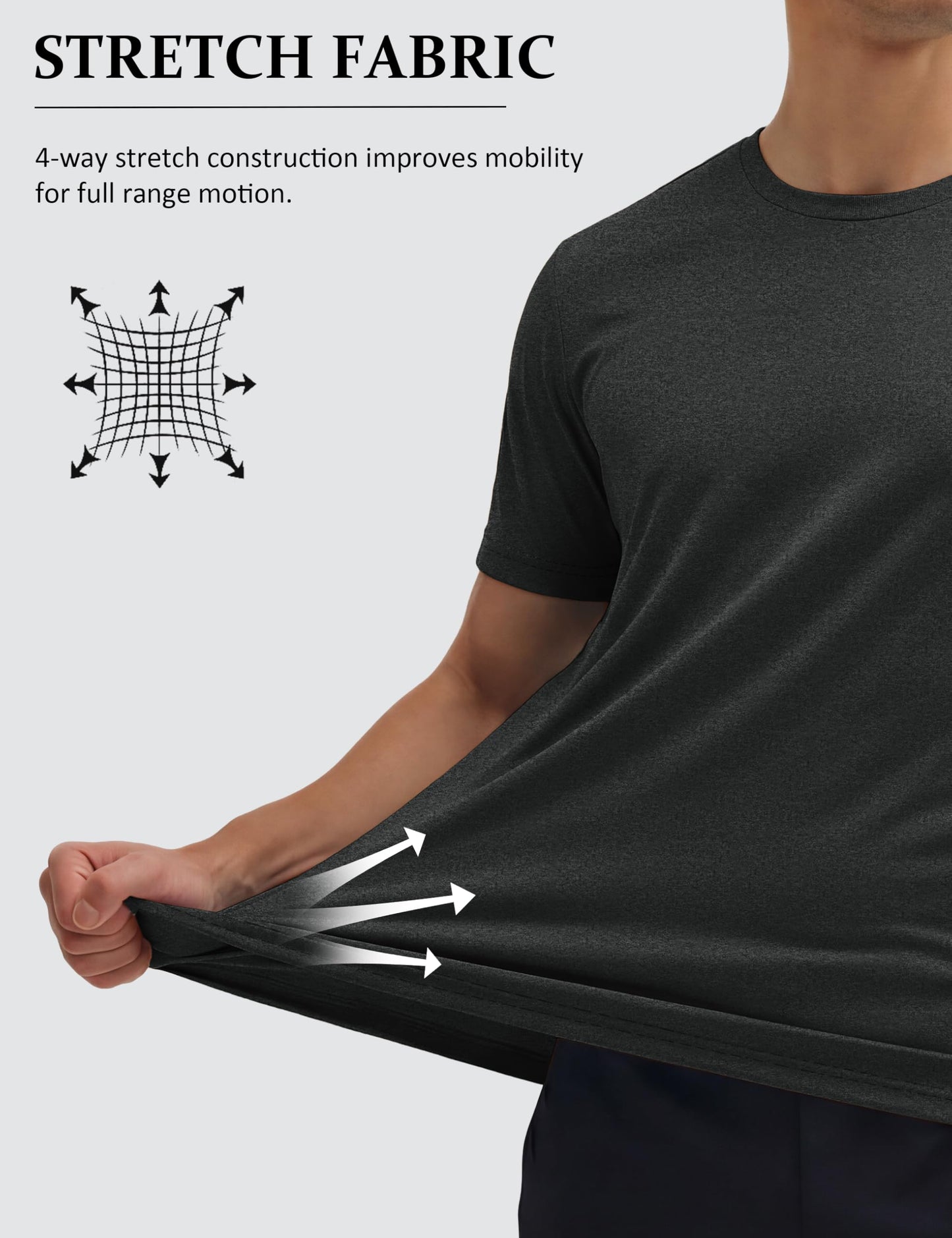 MAGCOSMEN Dry Fit Tshirts Shirts for Men Athletic Workout Tees Short Sleeve Moisture Wicking Cool Gym Running Hiking Tshirts Black, XL