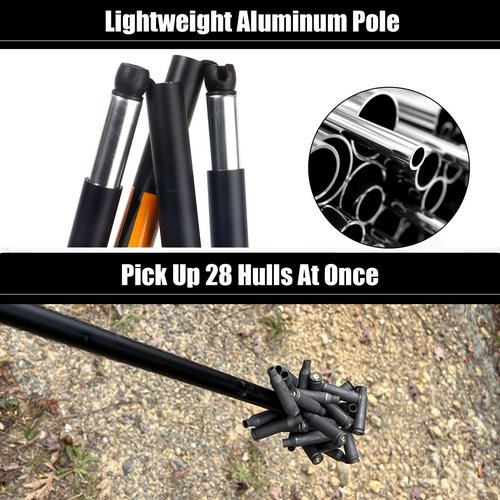 Natupal Shotgun Shell Hull Retriever Pick Stick, Magnetic Shell Retriever Pickup Pole, Shotgun Accessories, with Mesh Carrying Bag, Four-Section Fold Pickup Grabber Tool