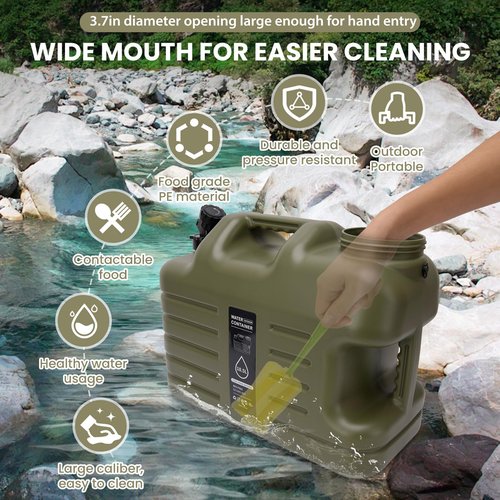 5 Gallon Camping Water Jug,Camping Water Container with Spigot,BPA-Free Military Green Portable Emergency Water Tank for RV Camp, Hiking, Outdoor Adventures & Disaster Preparedness