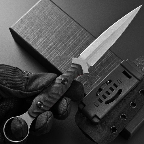 Gtkii GTK340 Fixed Blade Knife AUS-10 Steel Blade G10 Handle Full Tang EDC Tool Knifes for Outdoor Camping Hiking Survival(Silver)