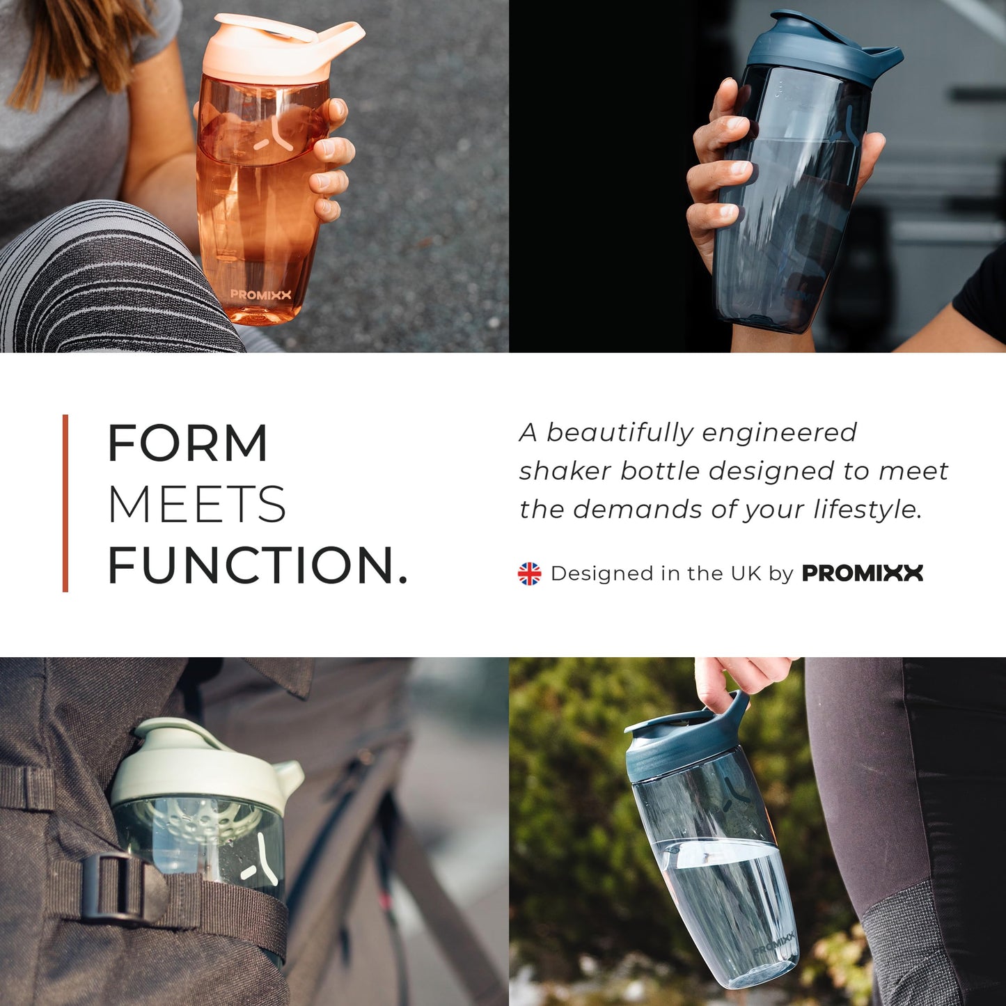 Promixx Pursuit Protein Shaker Bottle, 32 oz Beverage Shaker Cup, Silent No-Ball Mixer, Leak-Proof Lid, BPA/BPS & Phthalate-Free ECOZEN, Easy-Clean for Protein Shakes, Pre & Post-Workout Smoothies