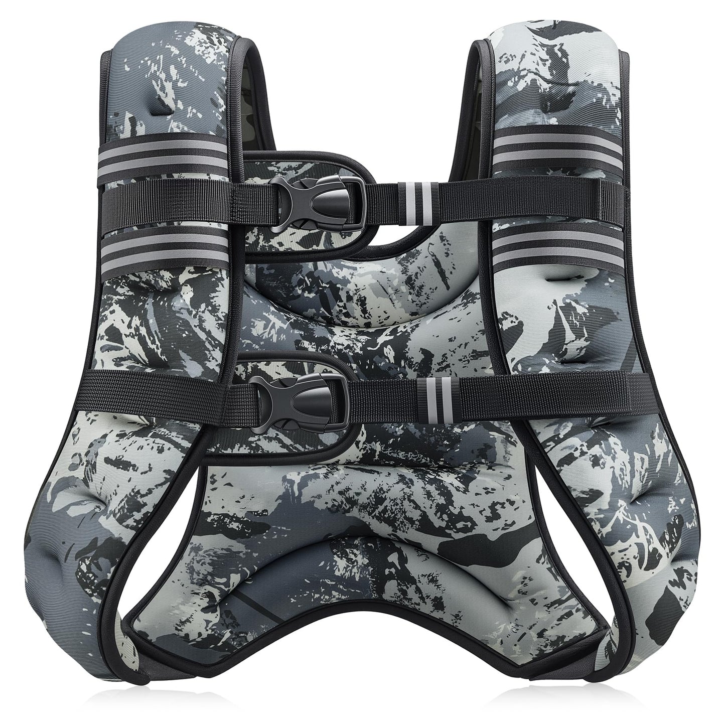 ZELUS Weighted Vest, 6lb/8lb/12lb/16lb/20lb/25lb/30lb Weight Vest for Men Women with Storage Pocket & Reflective Strips for Workout Strength Training Running Muscle Building, Urban Gray Camo (20 lb)
