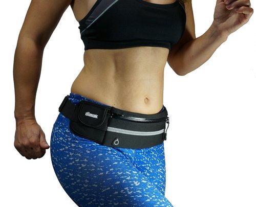 dimok Running Belt Waist Pack - Water Resistant Runners Belt Fanny Pack for Hiking Fitness – Adjustable Running Pouch for Phones iPhone Android