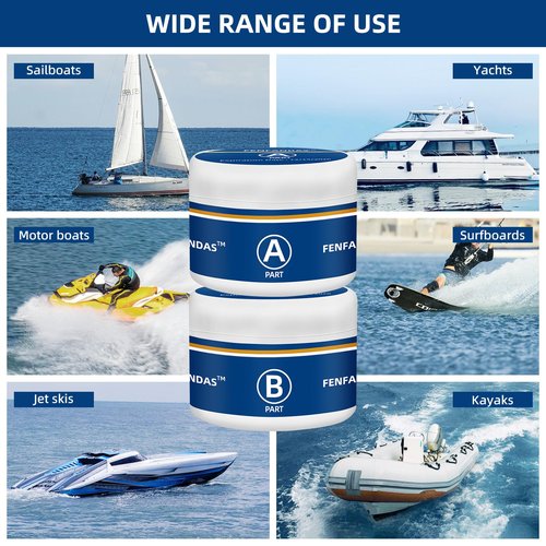 FENFANDAS Fiberglass Boat Repair Kit (Color Match), Gel Coat Repair Kit for Boats, Marine Fiberglass Repair Kit for Boats, Epoxy Filler for Boats, Fiberglass Repair Kit Fix Holes Chips Pits Cracks