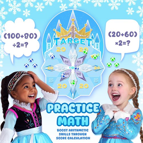 GirliGlee Frozen Toys for Girls Age 4-7, 26" Dart Board for Kids with 12 Sticky Balls,Frozen Birthday Party Decorations,Frozen Party Game Supplies 3 4 5 6 7 8 Year Old Girls