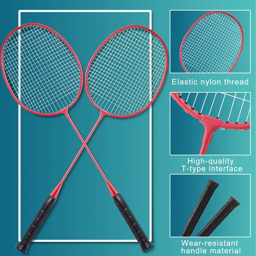 Woanger 10 Packs Badminton Rackets Set with 15 Shuttlecocks Badminton Racquets for Adult and Lightweight Teenagers Shuttlecock Set for Backyard Gym Beach Outdoor Games(Fashion Colors)