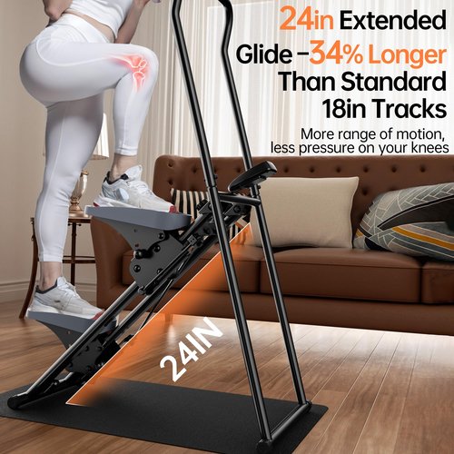 seanleecore Stair Stepper Machine for Home with Device Holder & Silicone Floor Mat, Extra-Long Non-Slip Pedals Vertical Climber Exercise Machine