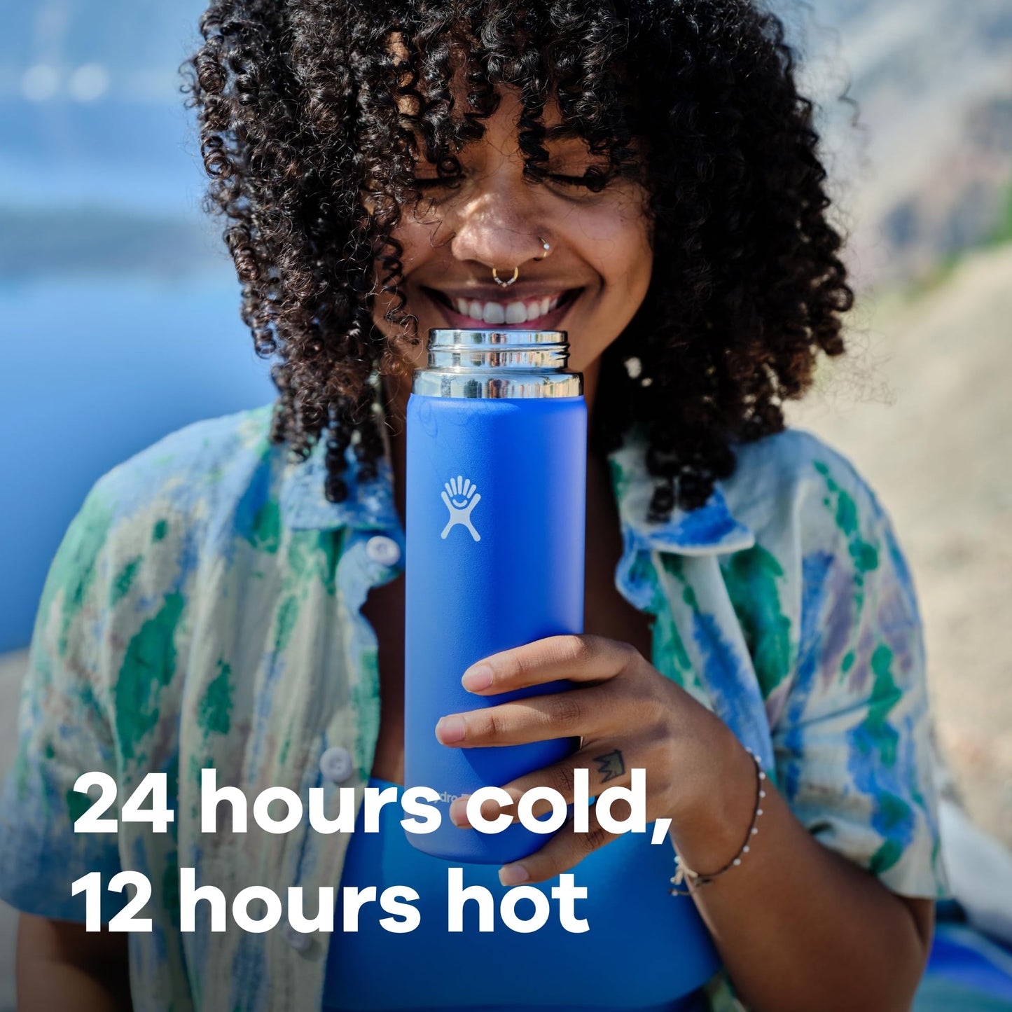 Hydro Flask Water Bottle - Insulated Stainless Steel - Wide Mouth FLex Lid, Non Spill, Leakproof and Refillable in 32 Oz Moonshadow