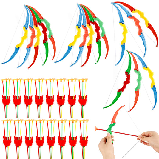 16 Sets Kids Plastic Bow and Arrow Toy Small Bow and Arrow Shooter Mini Arrow Shooter Toys for Boys Girls Sports Target Outdoor Game Sport Party Favors Gifts
