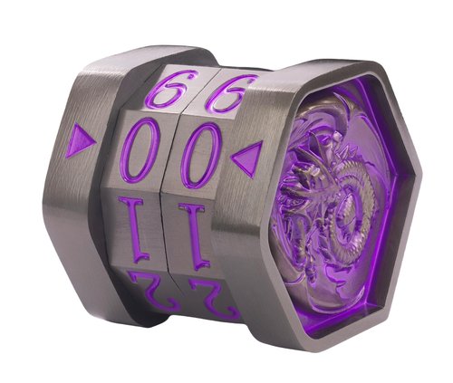 Metal MTG Life Counter, Life Counter MTG, Magic Life Counter Gift Box Packaging Suitable for Board Games, Card Games, Compatible with MTGs and TTRPG(Black Nickel_Purple)