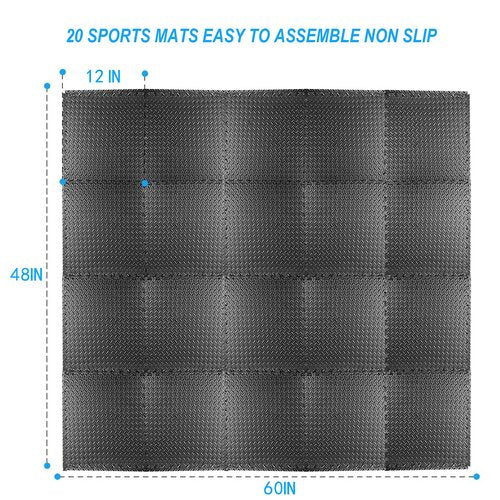 Exercise Mat Puzzle Floor Mat Tiles EVA Foam Gym Flooring Mats, 20 SQ.FT Interlocking Foam Floor Tiles Gym Equipment Workout ym, Yoga, Gymnastics