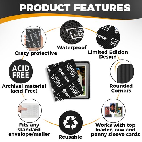 Ding Defend 110-Pack Trading Card Protector Shipping - 3.5 x 4.5 Inch Black Hobby Card Shipping Supplies w/Rounded Corners, Lightweight & Reusable for Raw Top Loaders, Semi-Rigids, Team Bags