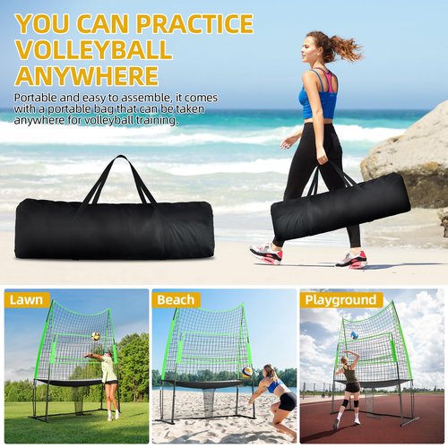 Shopsource Volleyball Training Equipment, Height Freely Adjustable Practice Net System for Spike Hitting Serving, Portable Volleyball Net for Backyard Indoor Outdoor Use