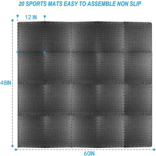 Exercise Mat Puzzle Floor Mat Tiles EVA Foam Gym Flooring Mats, 20 SQ.FT Interlocking Foam Floor Tiles Gym Equipment Workout ym, Yoga, Gymnastics