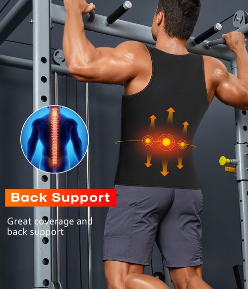 Junlan Sauna Suit for Men 2 in 1 Waist Trainer Sauna Shirt for Men Sweat Band for Stomach(Blue,Large)