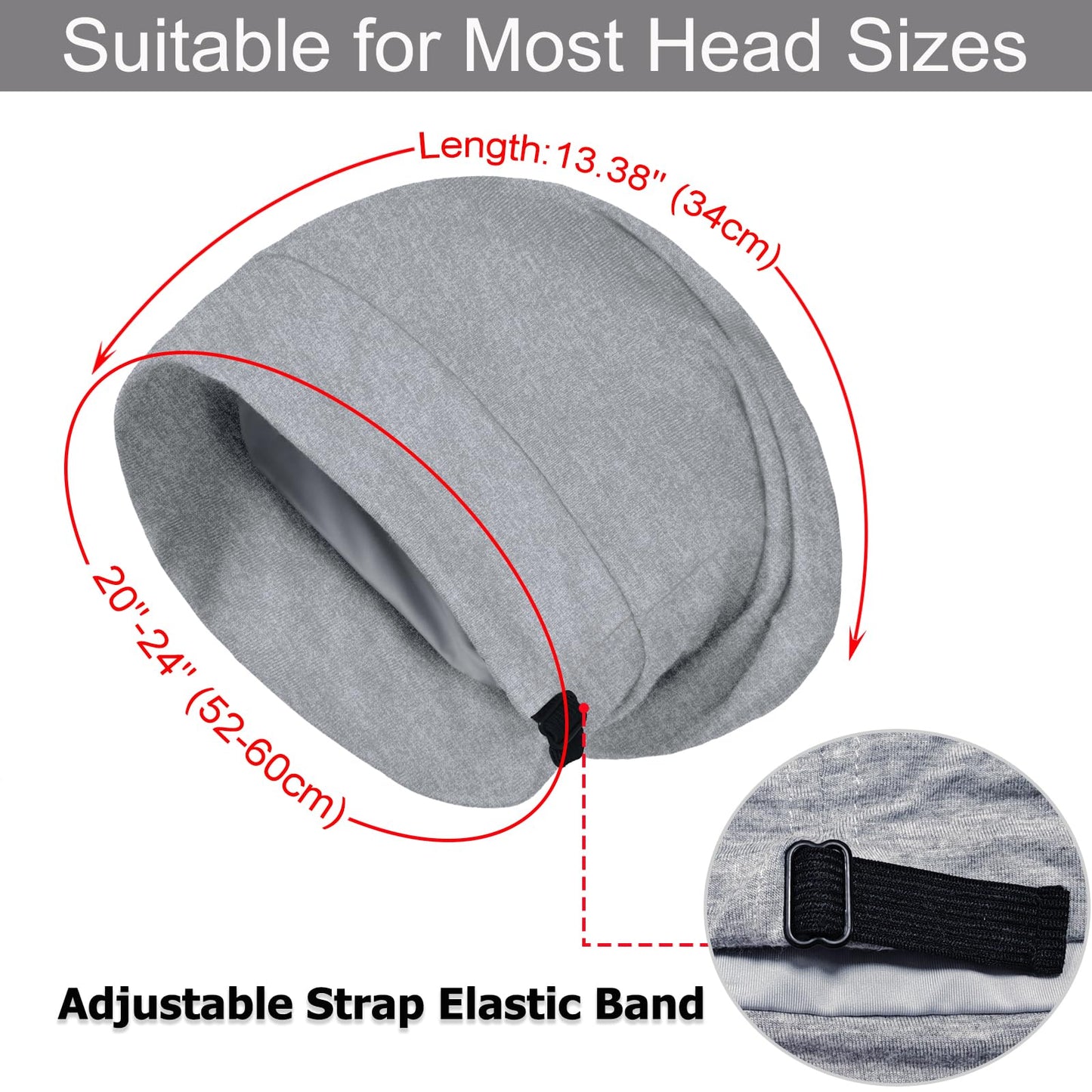 2PCS Large Sleep Cap Bonnet for Sleeping Black Women Men, Adjustable Cooling Lining Bonnets for Curly Hair Wrap Braids Beanie Night Hat