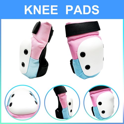 ENHEREWE Kids Protective Gear Set Include Wrist Guard,Knee Pads and Elbow Pads for 12-18 Youth,Protective Gear Set for Skateboarding Cycling Bike Rollerblading Scooter,Pink and Size S