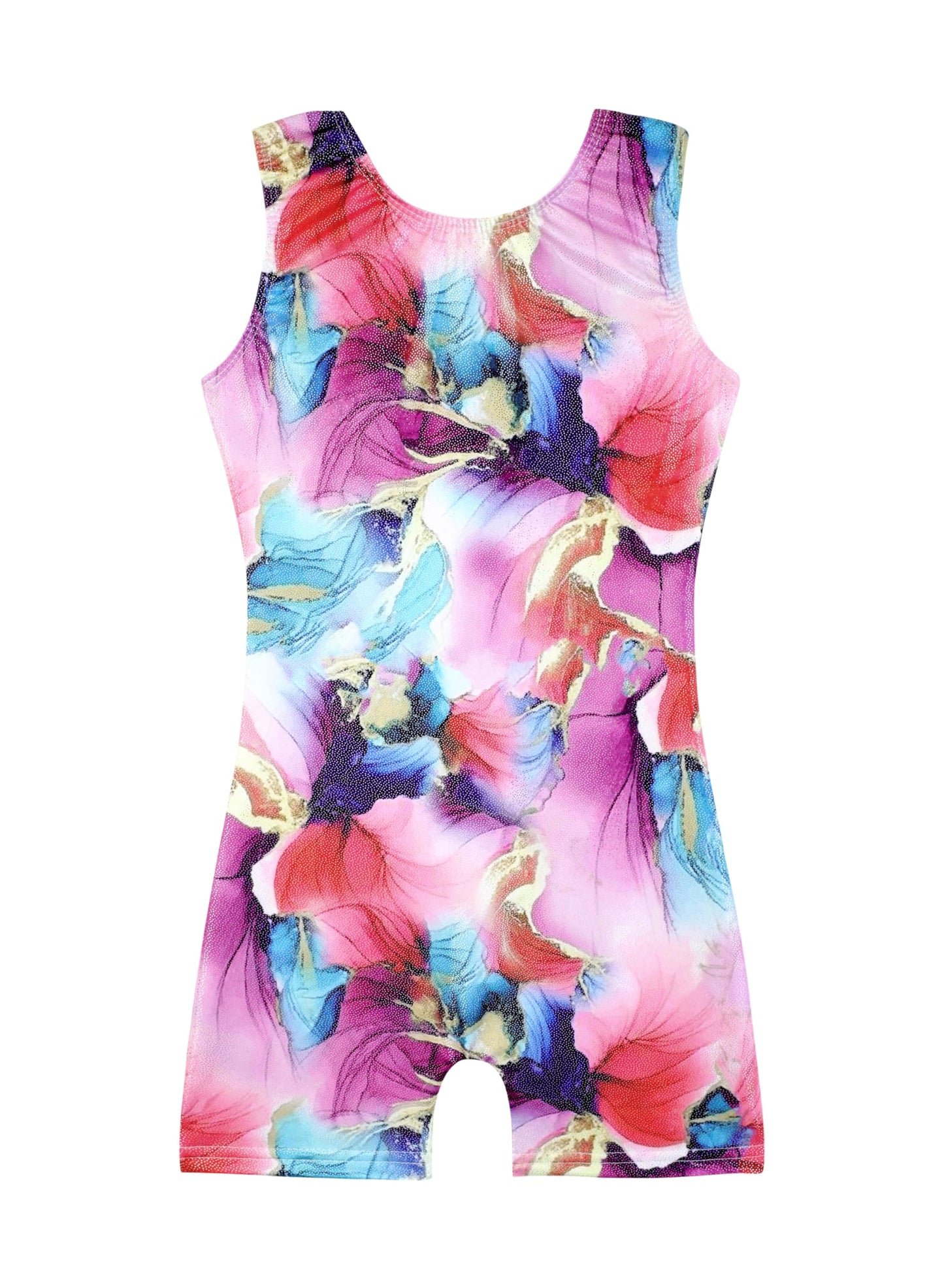 HOZIY Girls Gymnastics Outfit with Shorts Size 7-8 Years Kids Leo Tumbling Outfiits Purple Gold Red Floral Flower Marble Print Sparkle Biketard