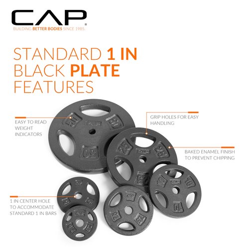 CAP Barbell Standard 1-Inch Grip Weight Plates 10 lbs BLACK, Pack (x4)