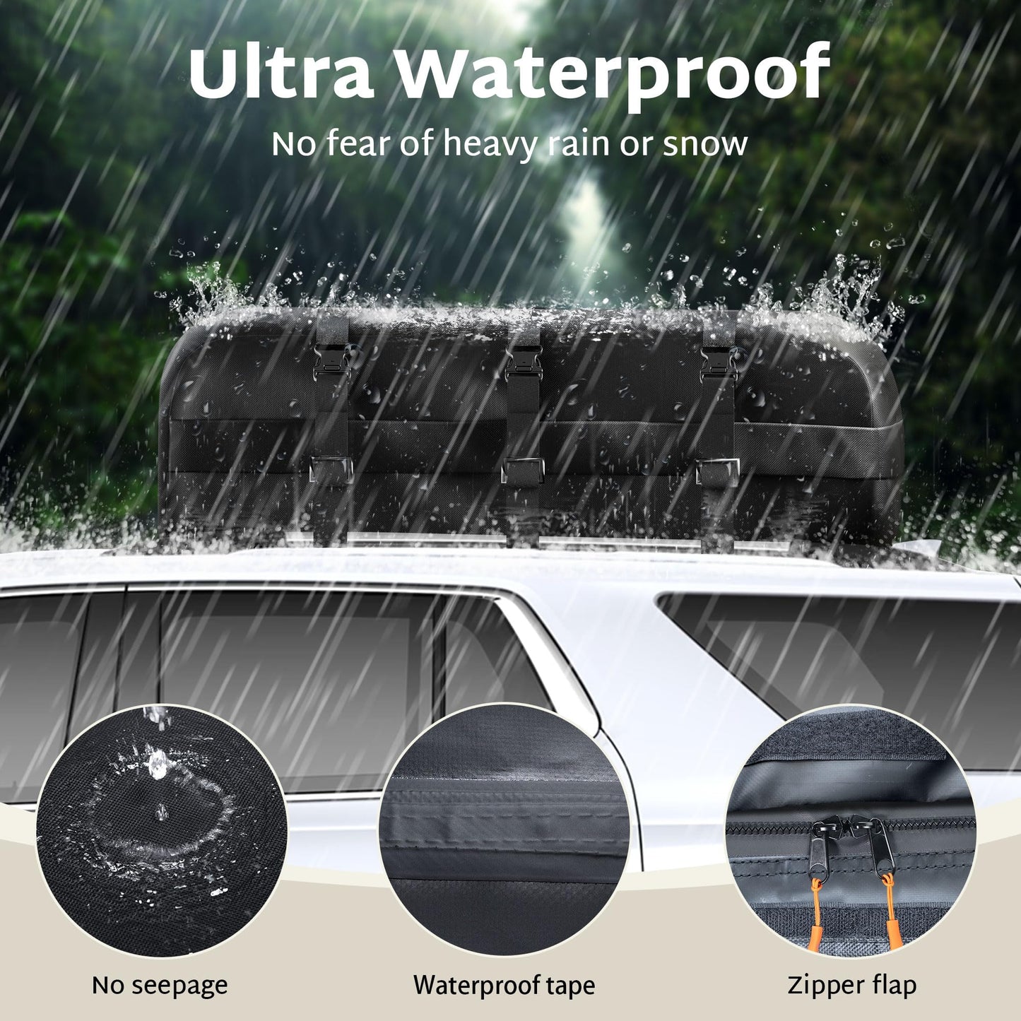 iBirdie Roof Rack Cargo Carrier 36.4 Cubic Feet, XXL Soft-Shell Rooftop Cargo Box, Waterproof Heavy Duty 1200D for Car with/Without Roof Rack, Includes Anti-Slip Mat, Door Hooks, 56x45x25 inches