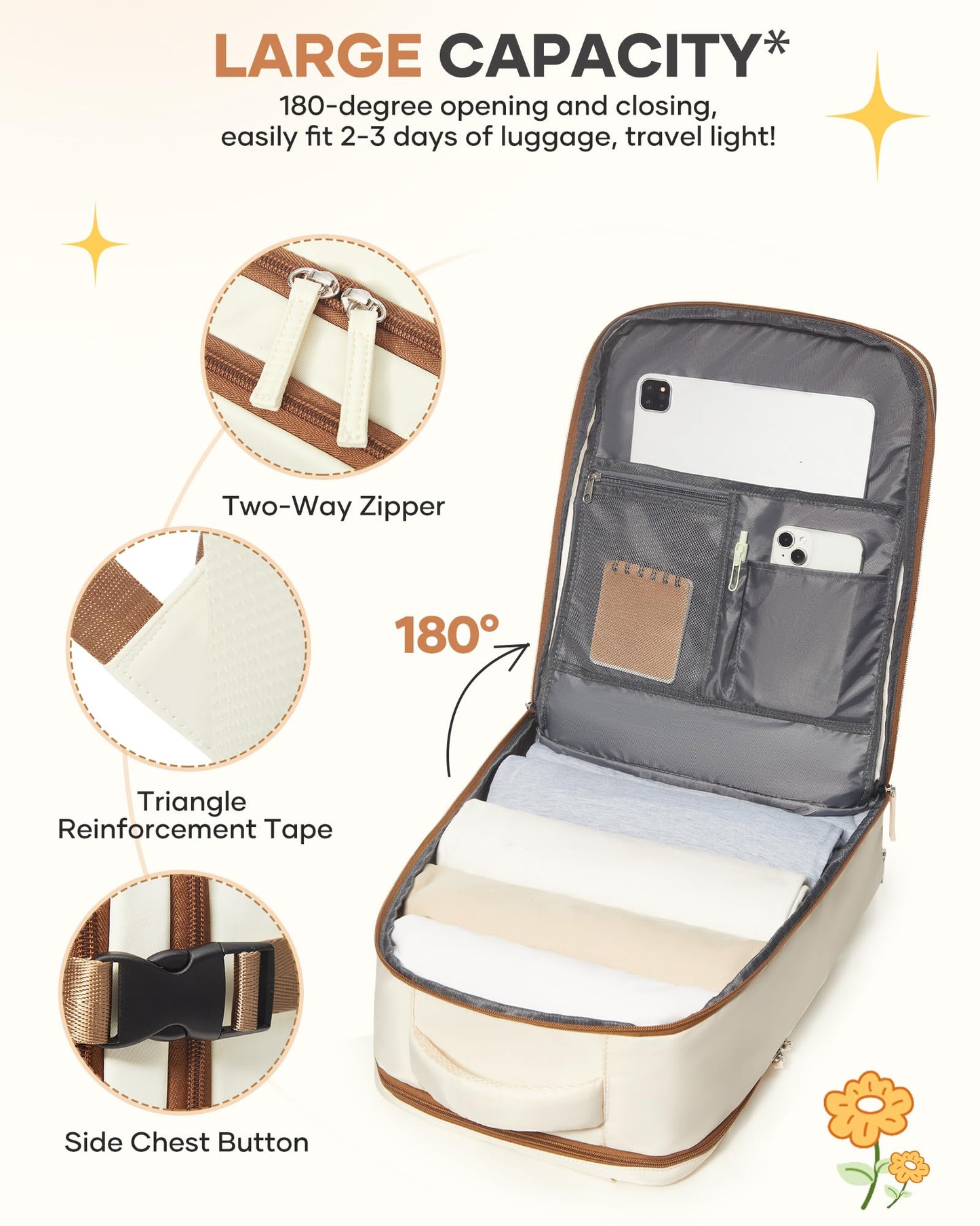 coofay Travel Backpack Carry on Flight Approved Mochila De Viaje Personal Item Travel Bag Backpacks for Travel Backpacks for Men Women Carry on Backpack for Airplanes 18x14x8 Inches Travel Bag