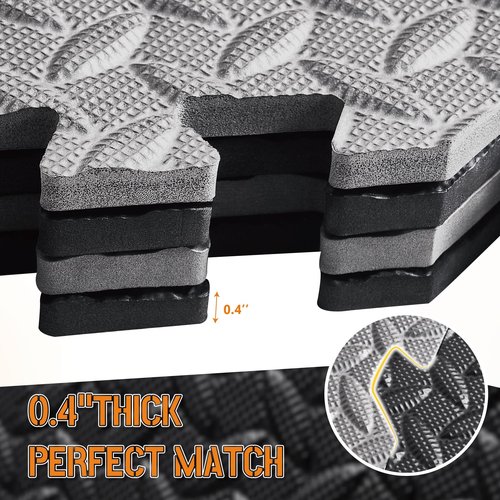 Gold Water Trading GWT Puzzle Exercise Mat, EVA Foam Interlocking Floor Tiles for Home Gym, Workout Equipment, Treadmill, Protective Flooring, Fit Tile 24 SQ FT (6 Pcs)