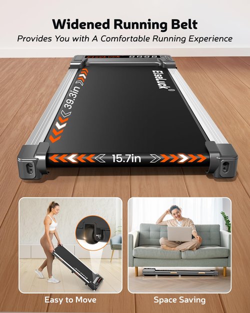 Walking Pad Treadmill, Under Desk Treadmill for Home and Office with Remote Control, Portable 2.5 HP Walking Jogging Running Machine in LED Display