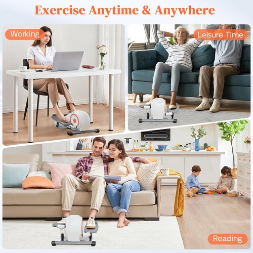 Under Desk Elliptical Machine, Electric Ellipse Leg Exerciser as Seen on TV for Seniors with 8 Adjustable Speeds, Quiet & Portable (White)