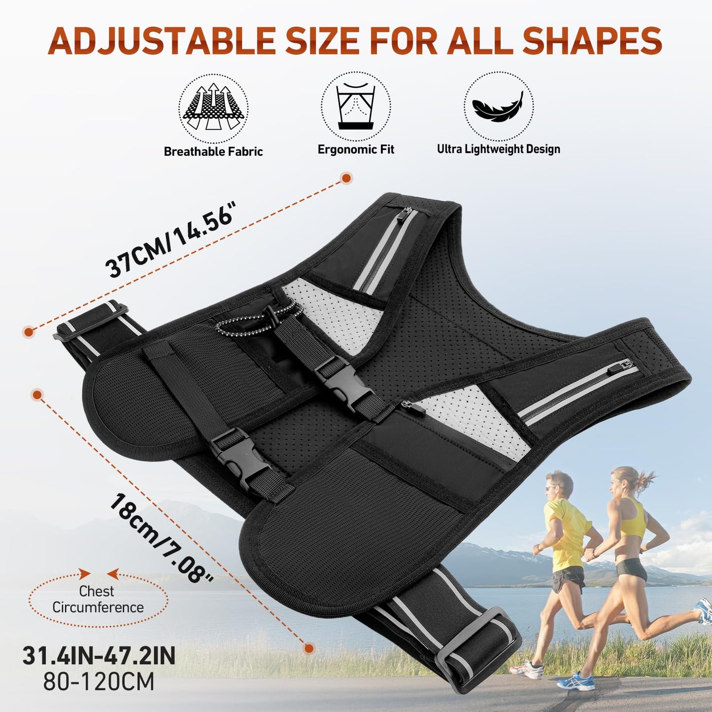 HUANLANG Running Vest for Women Men,Lightweight Hydration Runners Vest Breathable Reflective Hydration Pack for Marathon Hiking Running Trail