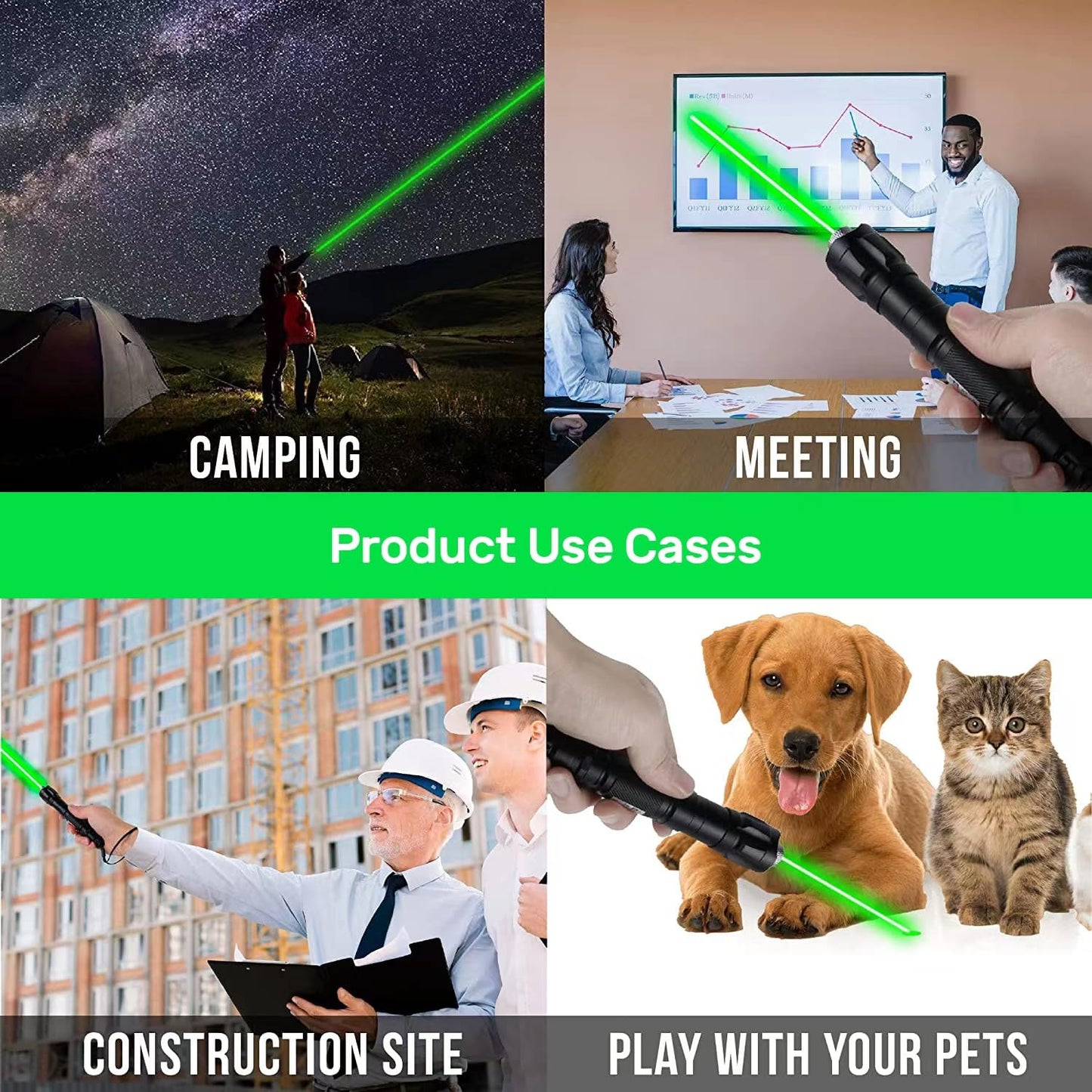 IVVTRYI Rechargeable Green Laser Pointer with one-Button on/Off