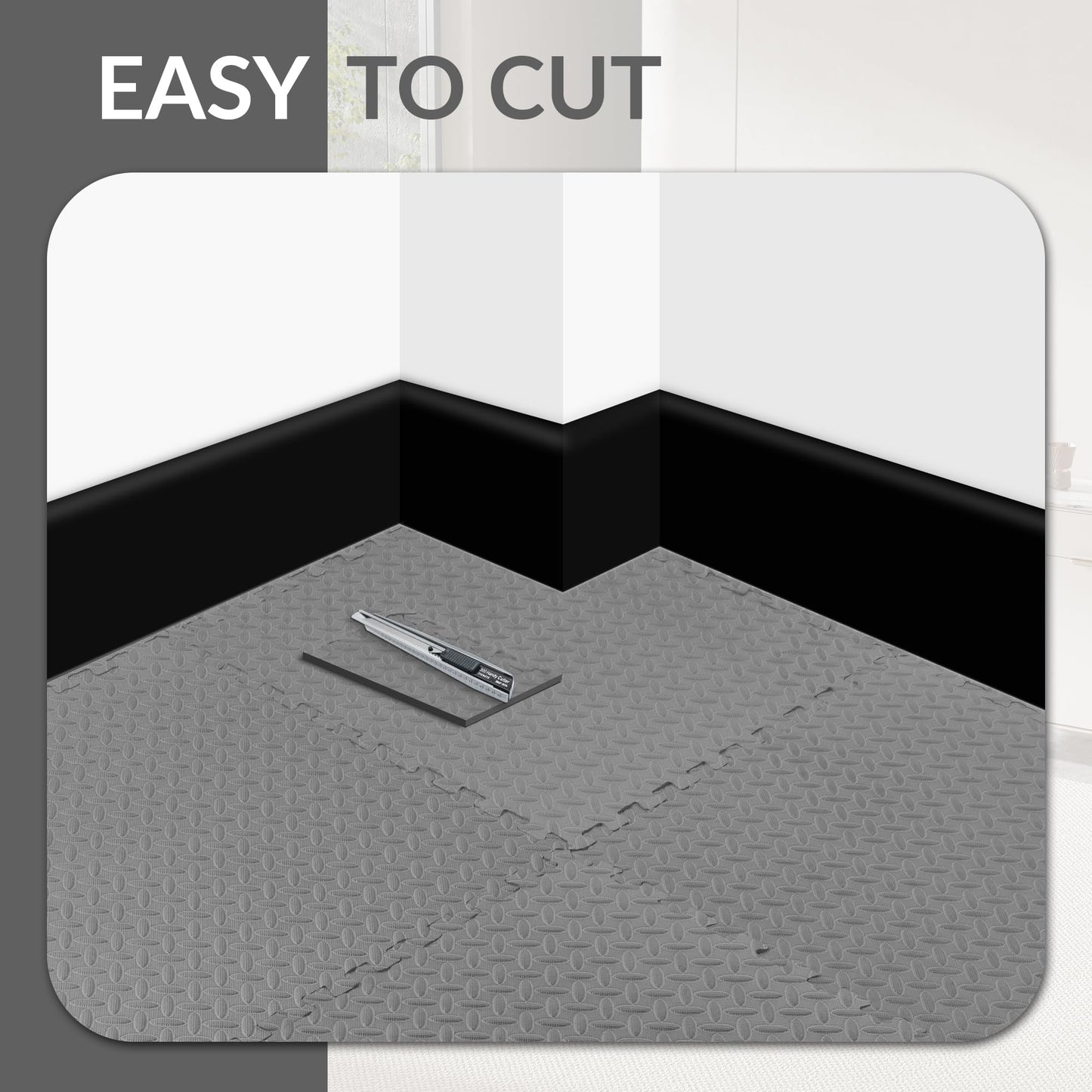 Fitvids Puzzle Exercise Gym Flooring Mat, 3/4" Thick High-Density EVA Interlocking Tiles, Workout Mat for Home Gym, Fitness Equipment, MMA, Gymnastics, 24-Piece Shock-Absorbing Exercise Mat (96 Sq Ft)