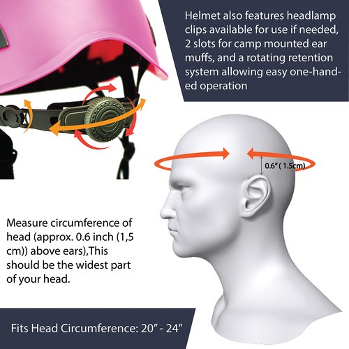 Fusion Climb Meka II Climbing and Zipline Safety Helmet - Pink, 6.25-Inch H x 10.3-Inch L x 8.25-Inch W