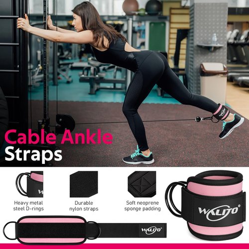 WALITO 8Pcs Barbell Pad Set for Hip Thrust - Squat Pad,Gym Accessories for Women with Bar Bad,Bench Press, with Gym Ankle Straps,Resistance Bands for Working Out,Lifting Strap,Carry Bag