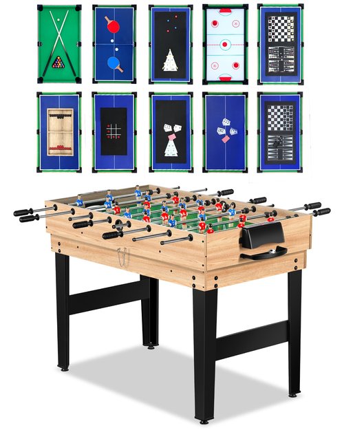 Rioloiuy 12-in-1 Game Table for Home - Foosball Table, Air Hockey Table, Pool Table & More! - Ideal for Game Rooms and Family Game Nights!, Wood-1