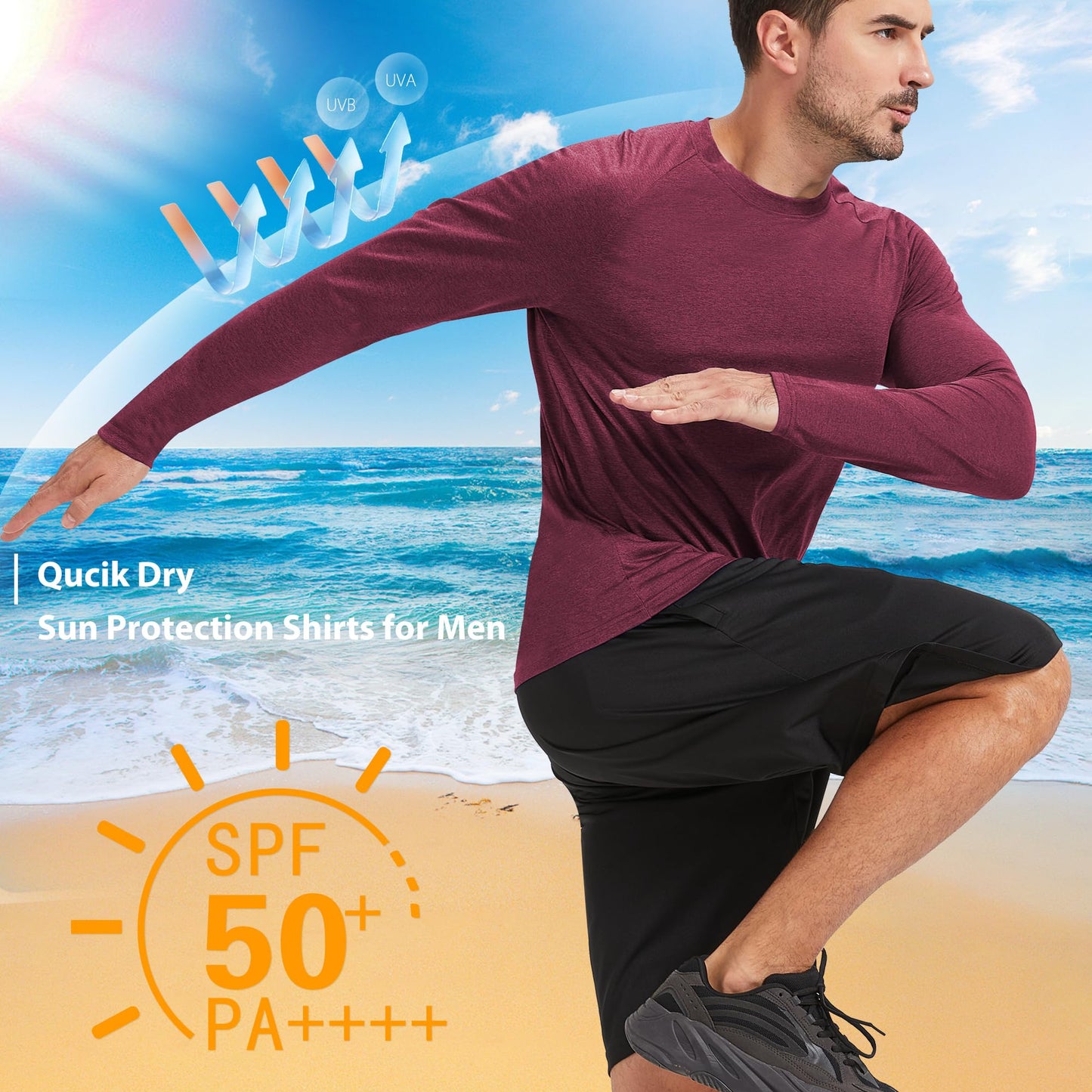 MLYENX 5 Pack Long Sleeve Shirts for Men UPF 50+ UV Sun Protection Quick Dry Moisture Wicking Workout Tee Shirts XL