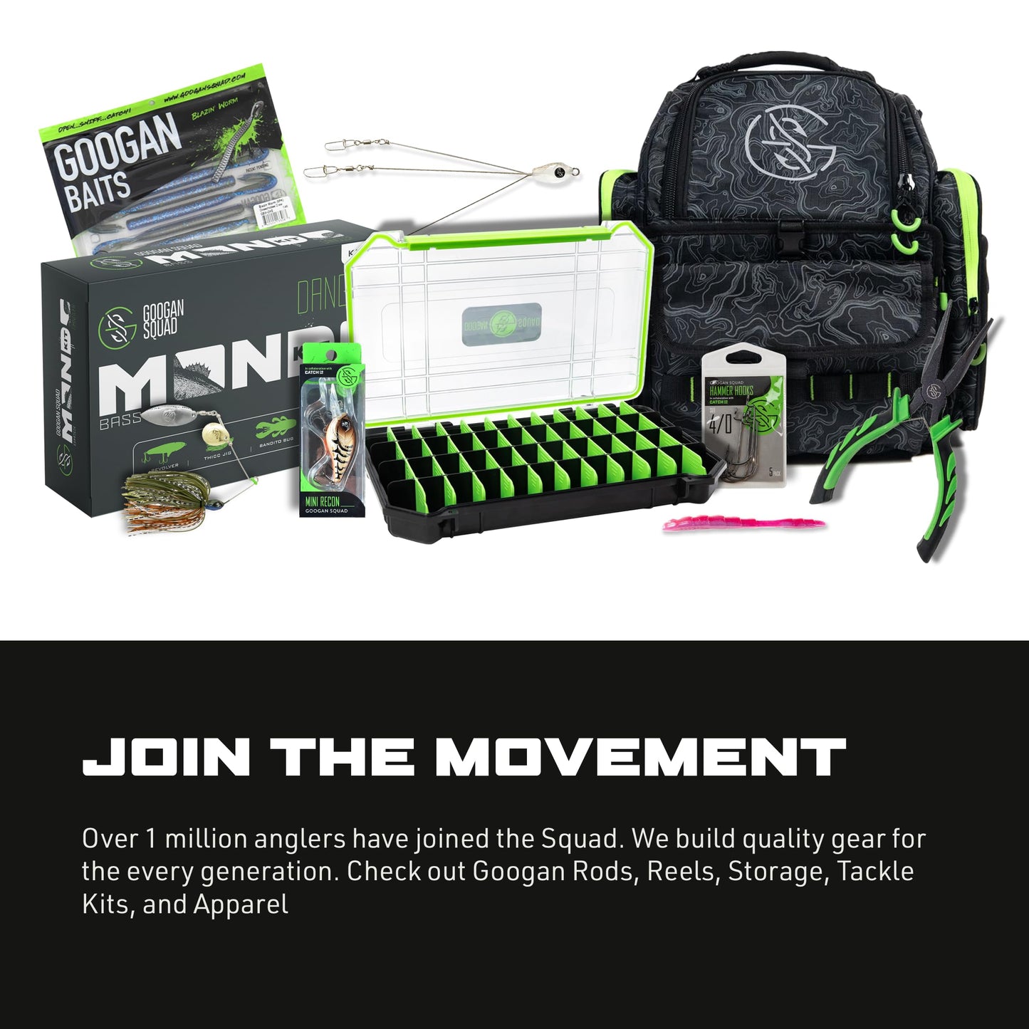 GOOGAN Squad Monster Crate - Ultimate Bass Fishing Lure Kit & Tackle Box