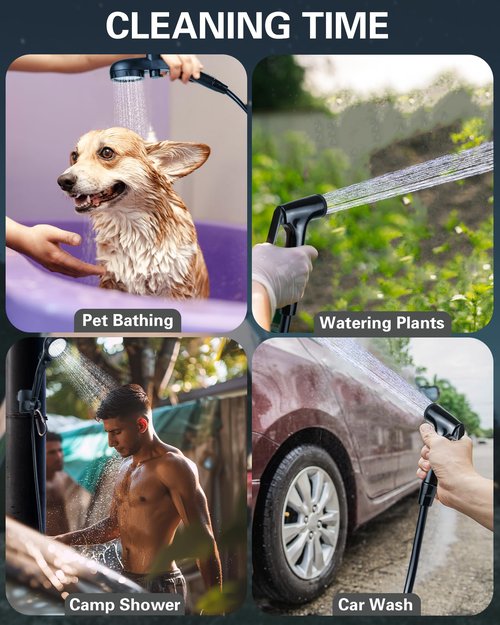 Beviliu Portable Shower, 6000mAh Rechargeable Portable Shower for Camping with USB Cable Outdoor Shower Portable Shower Head, Car Camping Gear, Pet Bathing Dog Shower, Portable Camping Shower