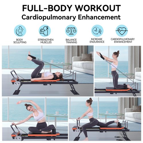 Pilates Reformer - Dpiolrcag Foldable Pilates Machine & Equipment for Home and Gym Workouts, Suitable for Beginners and Advanced Users, 250 lbs Weight Capacity