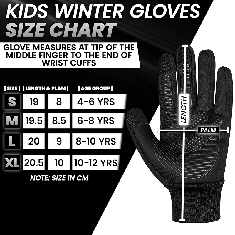 SAGA SPORTS Kids Winter Gloves Rainbow Medium 6-8 - Water-Resistant Snow & Bike Gloves