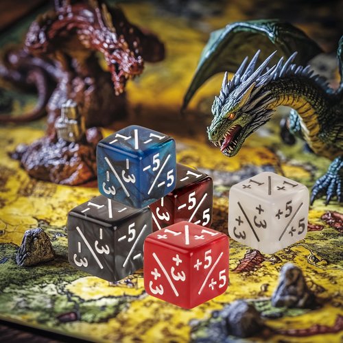 48 PCS MTG Dice Counters Buff Token Dice Loyalty Dice Commander Buff Tokens 6 Sided Dice Set for MTG, TCG, Card Games Accessories