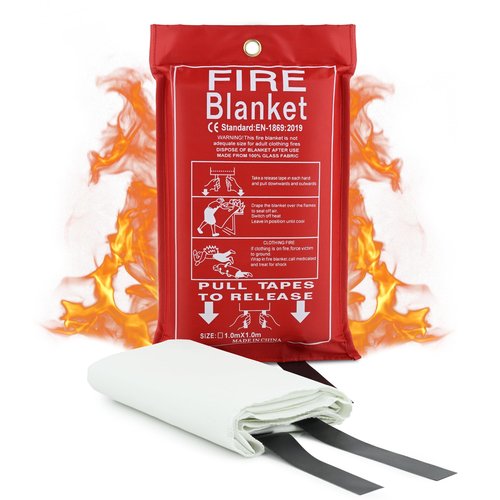 FJNATINH Silicone Fire Blanket 1Pack, Emergency Fire Safety for Home and Kitchen - 40" x 40" Thicked Fireproof Flame Retardant Blanket for Rapid Fire Suppression